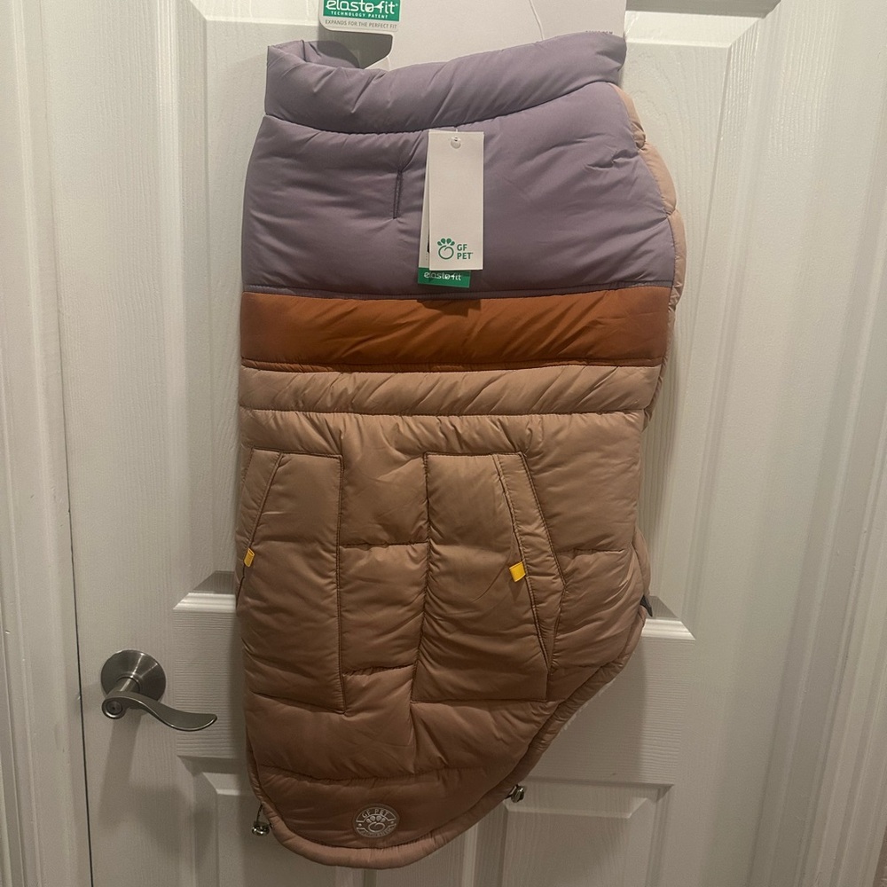 Purple and Tan Puffy Dog Jacket Vest sz 3XL